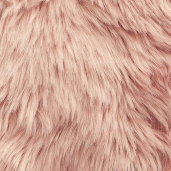 KENDALL + KYLIE CURLY FAUX FUR MID-LENGTH JACKET BLUSH FAUX FUR  REVERSIBLE - Picture 15 of 16